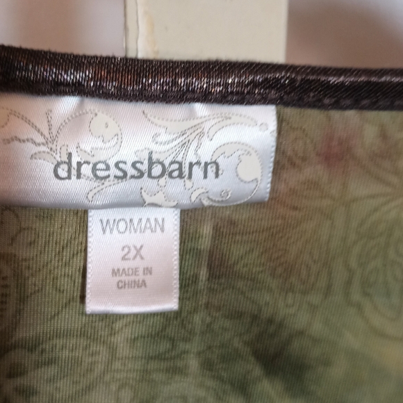 Dressbarn Green and Brown 3/4 Sleeve Blouse - Picture 4 of 4